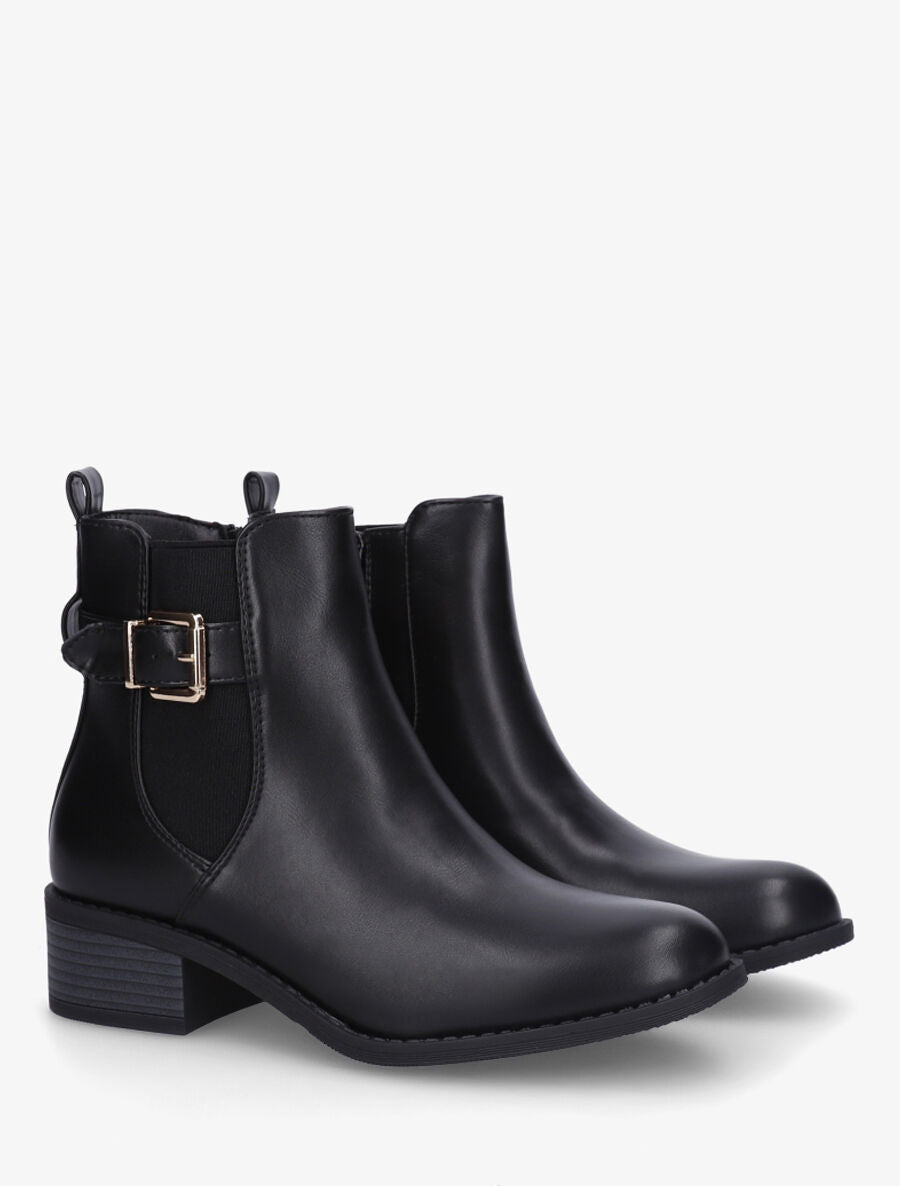 Bottines en simili style chelsea à boucle - Noir - 4