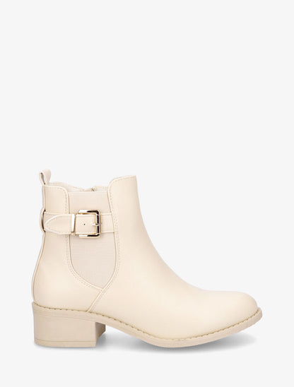 Bottines en simili style chelsea à boucle - Beige - 1