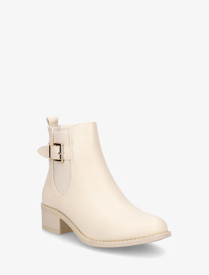 Bottines en simili style chelsea à boucle - Beige - 2