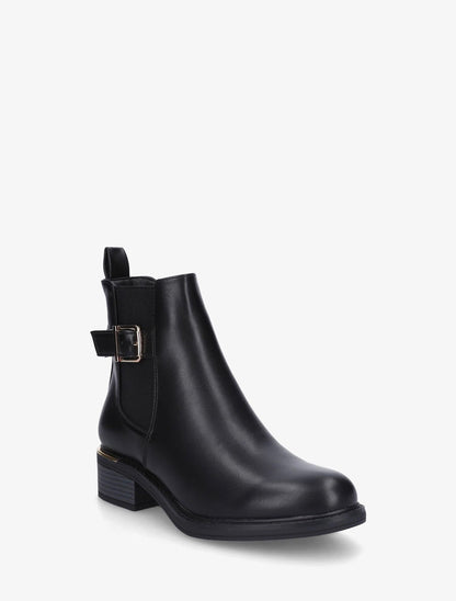 Bottines en simili style chelsea à boucle décorative - Noir - 2