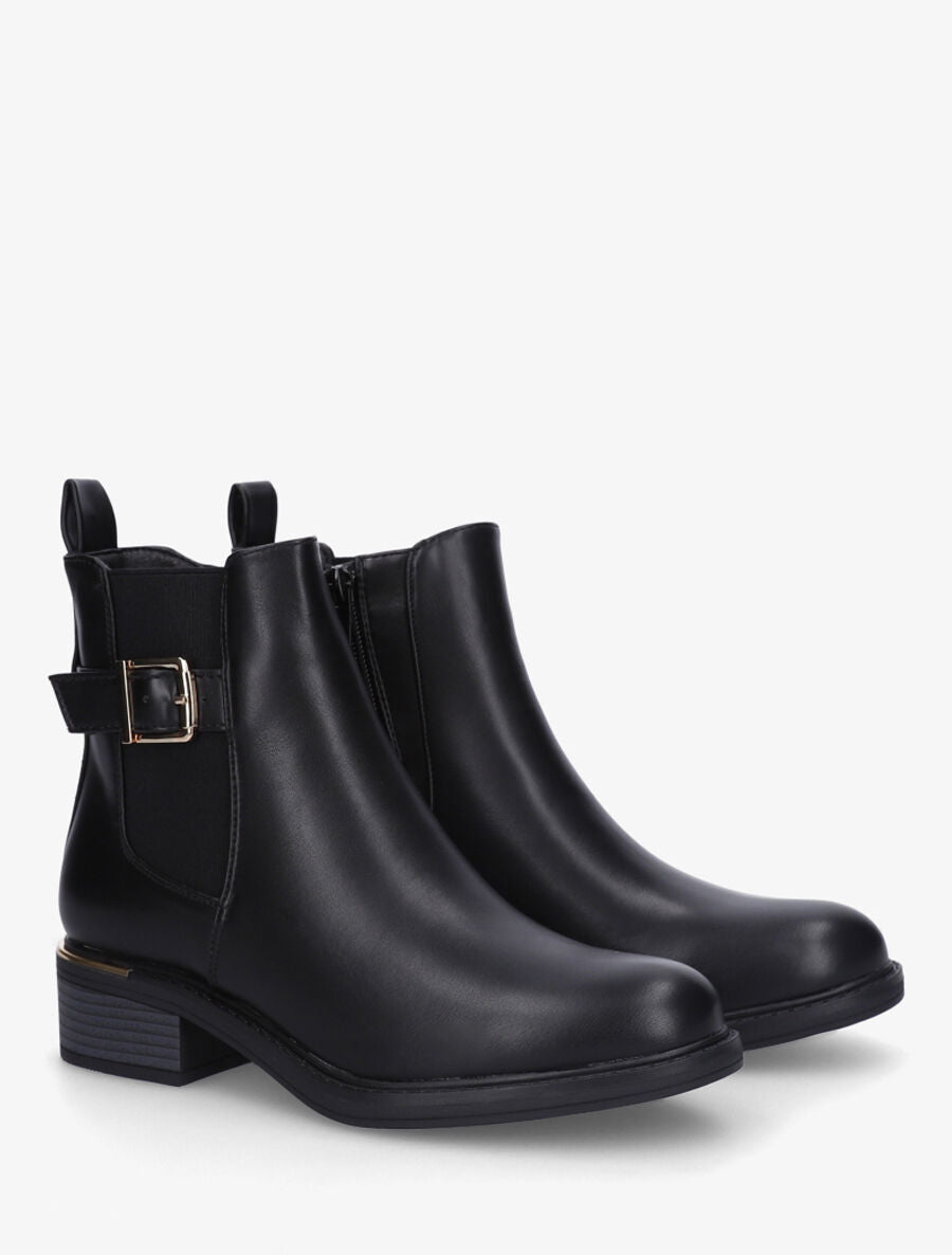 Bottines en simili style chelsea à boucle décorative - Noir - 4
