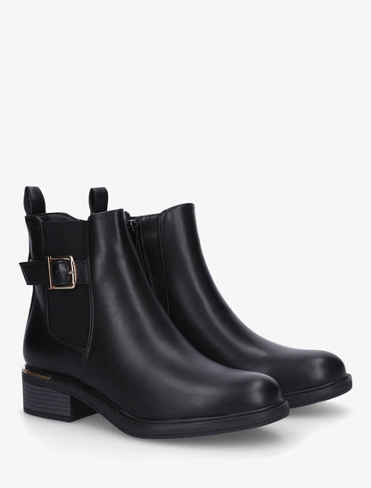 Bottines en simili style chelsea à boucle décorative - Noir - 4