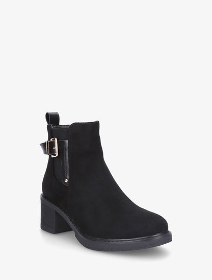 Bottines en suédine à boucle décorative - Noir - 2