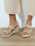 Sandales en suédine à semelle raphia - Beige - 1