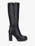 Bottes unies à talon haut et double sangles - Noir - 5