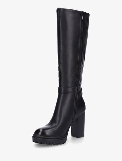 Bottes unies à talon haut et double sangles - Noir - 3
