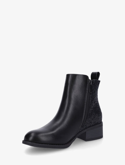 Bottines en simili à contrefort pailleté - Noir - 3