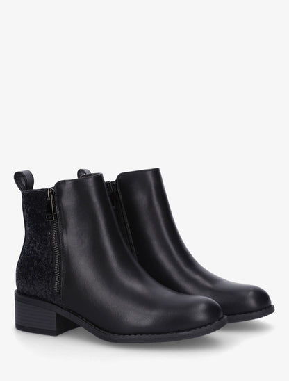 Bottines en simili à contrefort pailleté - Noir - 4