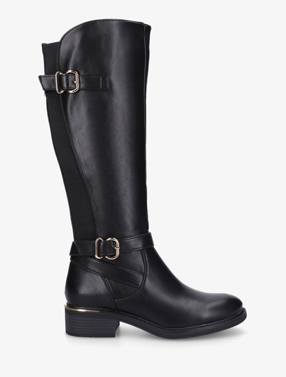 Bottes unies élastiquées à double sangles - Noir - 1