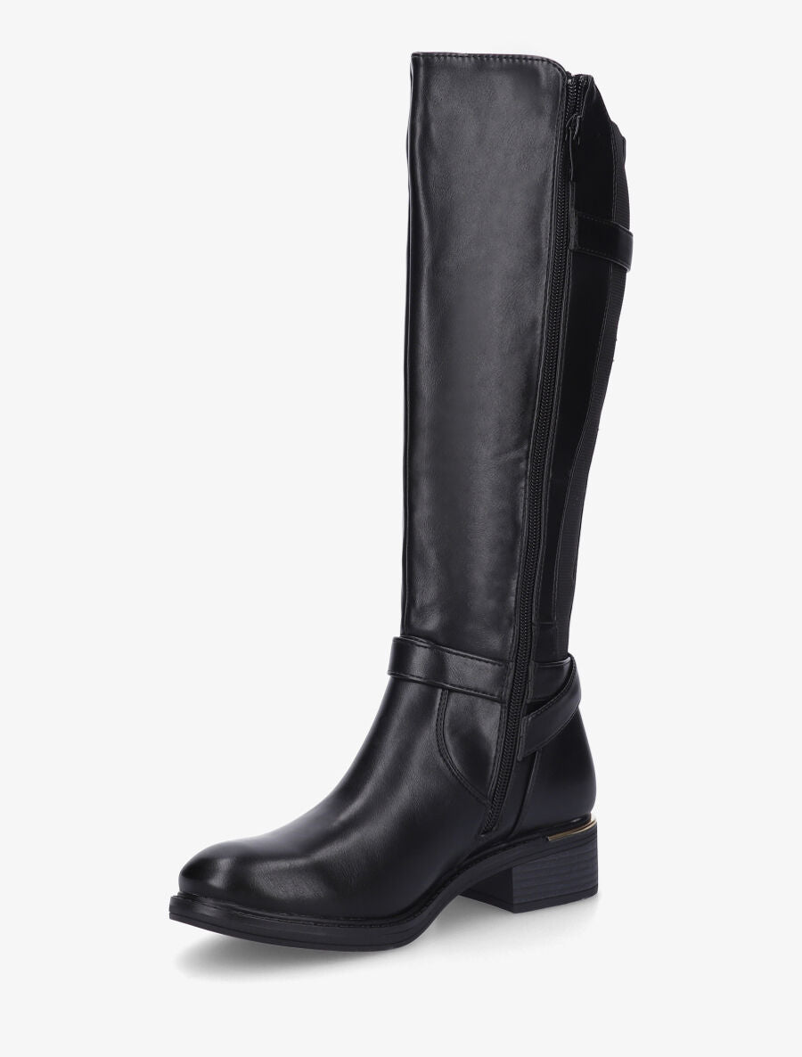 Bottes unies élastiquées à double sangles - Noir - 3