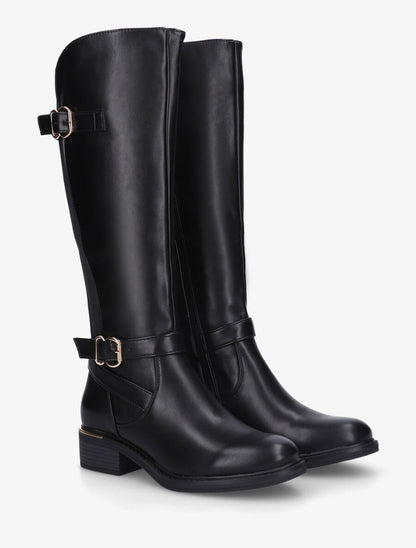 Bottes unies élastiquées à double sangles - Noir - 4