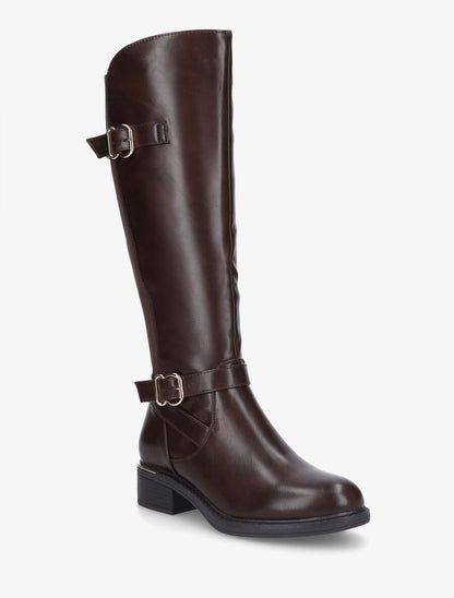 Bottes unies élastiquées à double sangles - Marron - 2