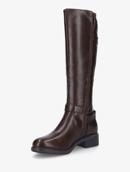 Bottes unies élastiquées à double sangles - Marron - 3