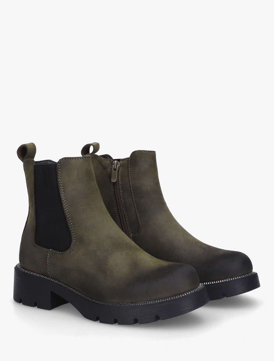Bottines élastiquées en suédine - Kaki - 4