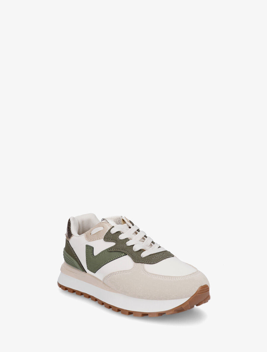 Sneakers à blocs colorés dépareillés - Kaki - 2