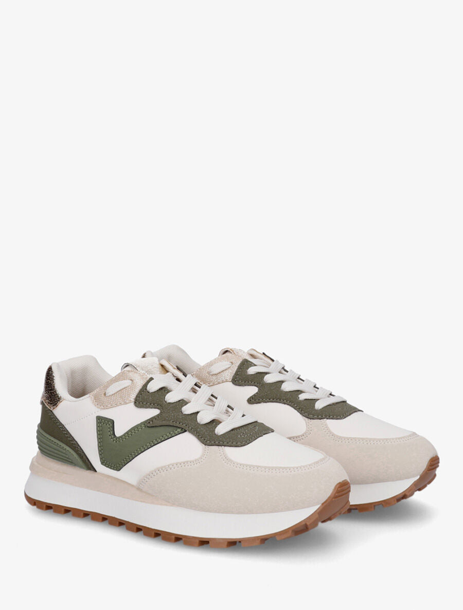 Sneakers à blocs colorés dépareillés - Kaki - 4