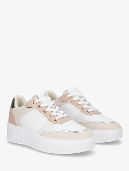Sneakers à plateforme et languette irisée - Blanc - 4