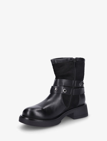 Bottines en simili effet plissé - Noir - 3
