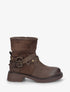 Bottines en simili effet plissé - Marron - 1