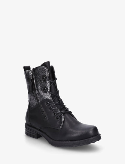 Bottines montantes à imprimé python et zip décoratif - Noir - 2