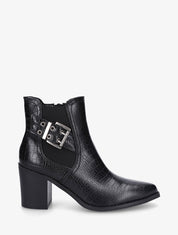 Bottines élastiquées imprimé croco - Noir - 5
