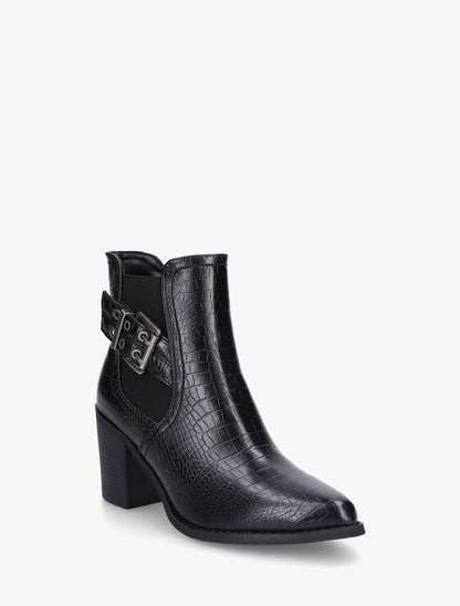 Bottines élastiquées imprimé croco - Noir - 2