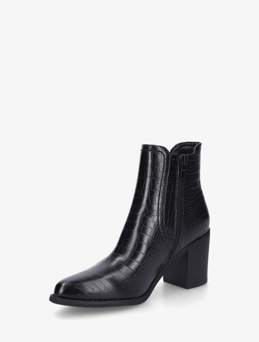 Bottines élastiquées imprimé croco - Noir - 3