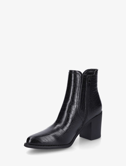 Bottines élastiquées imprimé croco - Noir - 3