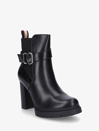 Bottines unies élastiquées à talon haut - Noir - 2