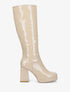 Bottes unies vernies à talon - Beige - 5