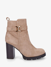 Bottines en suédine à plateforme crantée - Taupe - 5