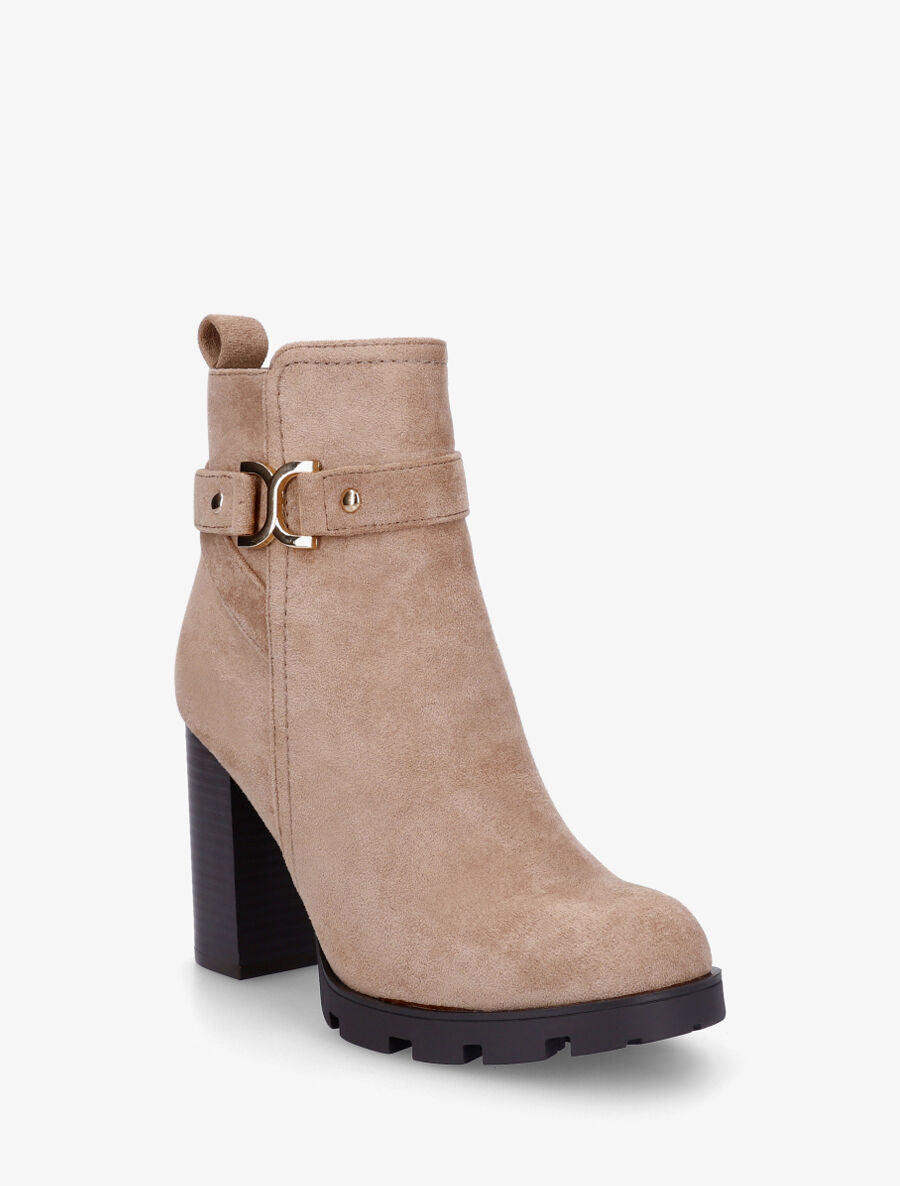 Bottines en suédine à plateforme crantée - Taupe - 2