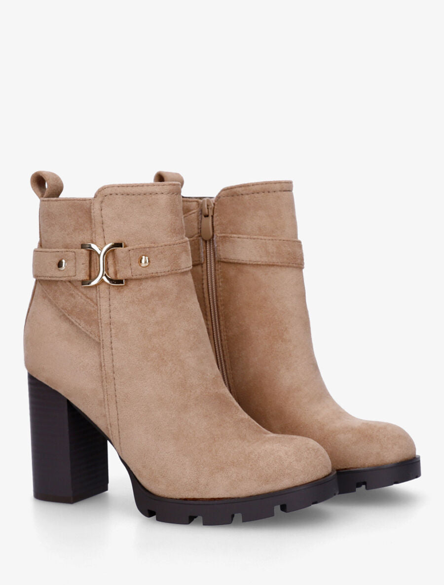 Bottines en suédine à plateforme crantée - Taupe - 4