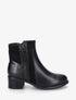 Bottines en simili et suédine à contrefort croco - Noir - 1