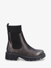 Bottines style chaussettes à contrefort croco - Bronze - 5
