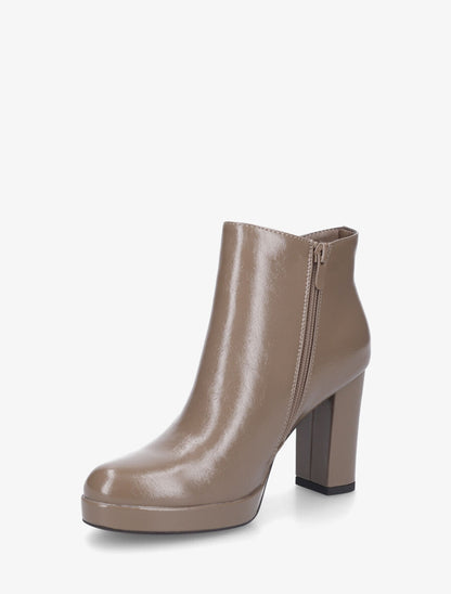 Bottines en simili à talon haut - Taupe - 3