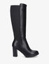 Bottes élastiquées unies à talon haut - Noir - 5