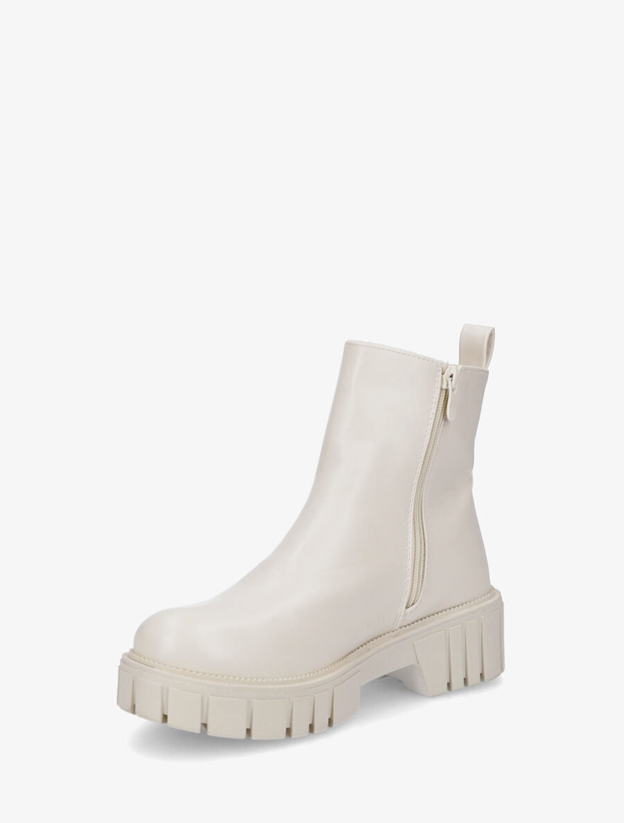 Bottines unies style chelsea - Crème - 3