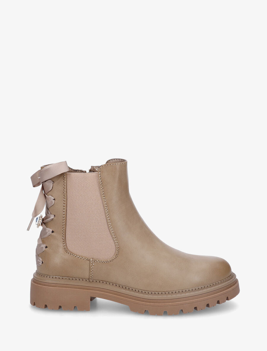 Bottines élastiquées à empiècement bijoux strassé - Taupe - 1
