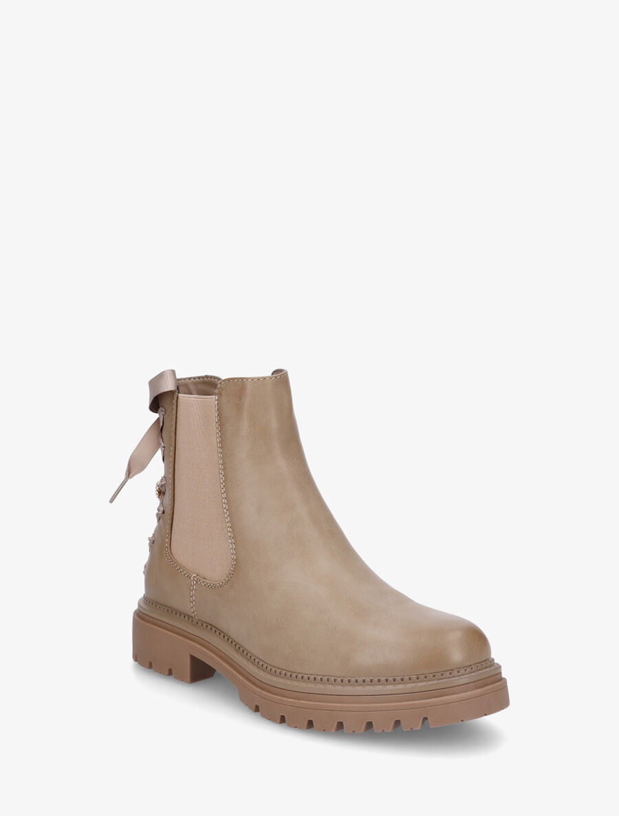 Bottines élastiquées à empiècement bijoux strassé - Taupe - 2