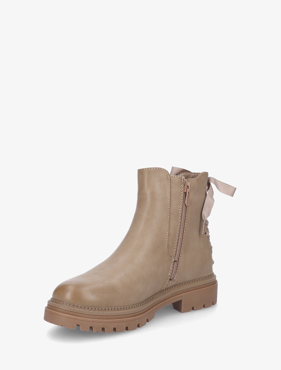 Bottines élastiquées à empiècement bijoux strassé - Taupe - 3