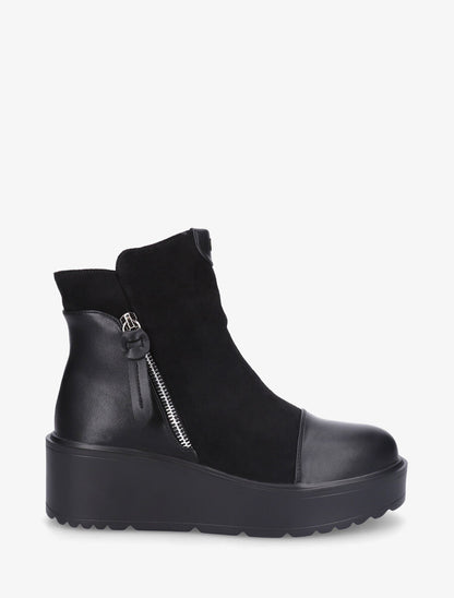 Bottines compensées en suédine et simili - Noir - 5