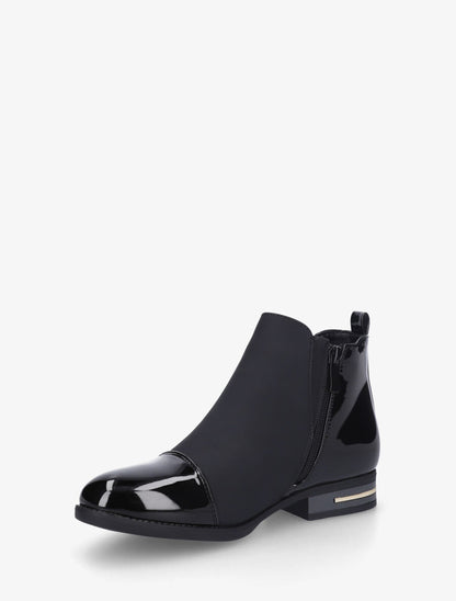 Bottines bi-matière à zip décoratif - Noir - 3