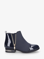 Bottines bi-matière à zip décoratif - Marine - 1