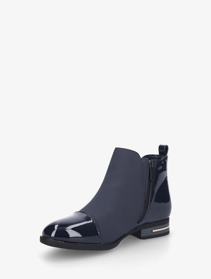 Bottines bi-matière à zip décoratif - Marine - 3
