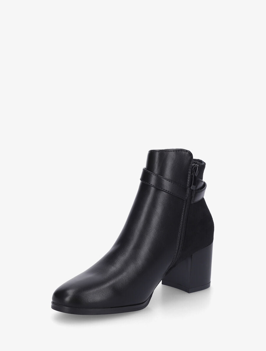 Bottines à talon en simili et suédine - Noir - 3