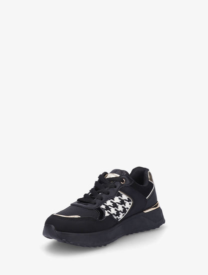 Sneakers à imprimé python et pied de poule - Noir - 3