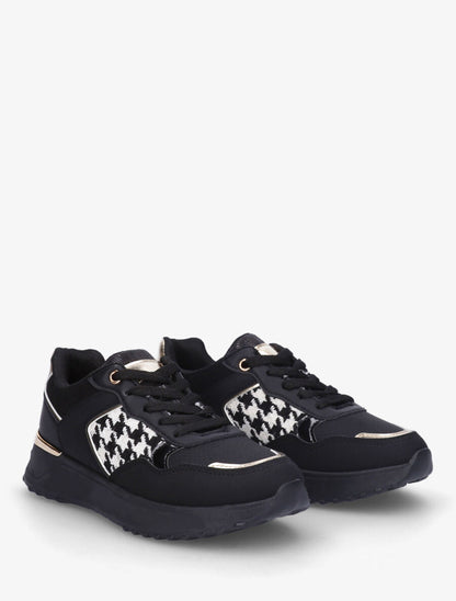 Sneakers à imprimé python et pied de poule - Noir - 4