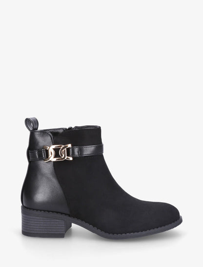 Bottines unies en suédine et simili - Noir - 5