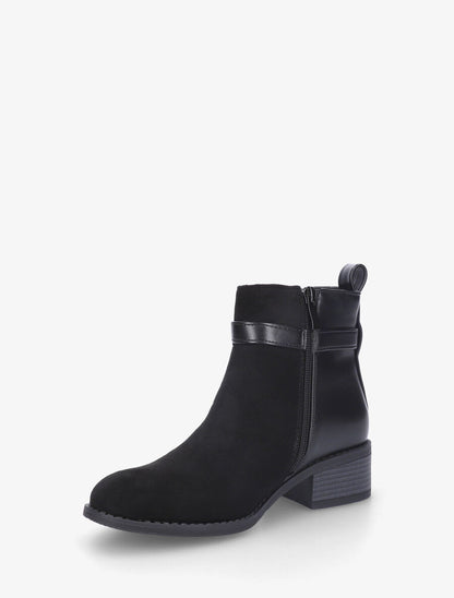 Bottines unies en suédine et simili - Noir - 3